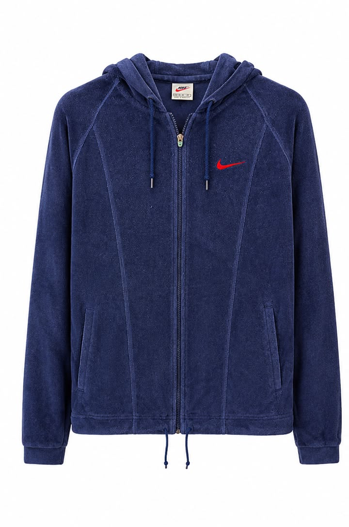 Nike Velour Zip Hoodie – Navy Blue-M