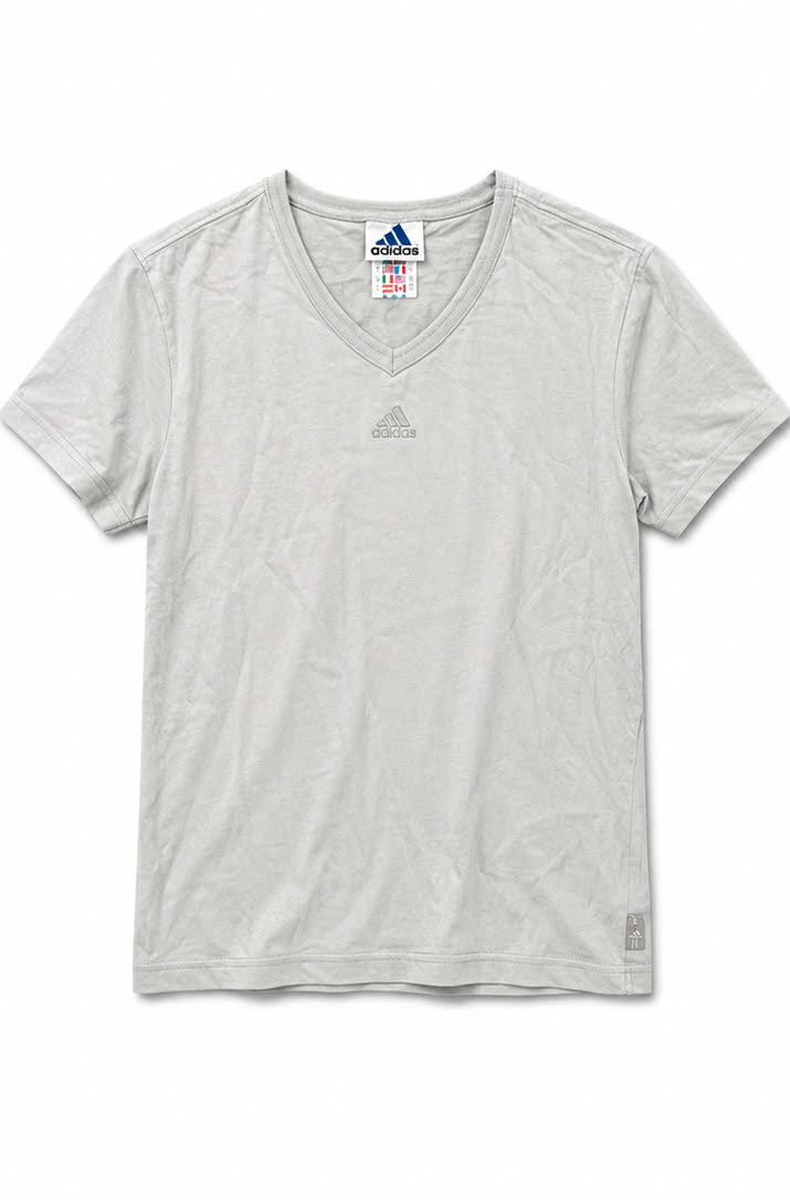 Adidas Γυναικείο T-Shirt Μπλουζάκι V-Neck – Γκρι – M