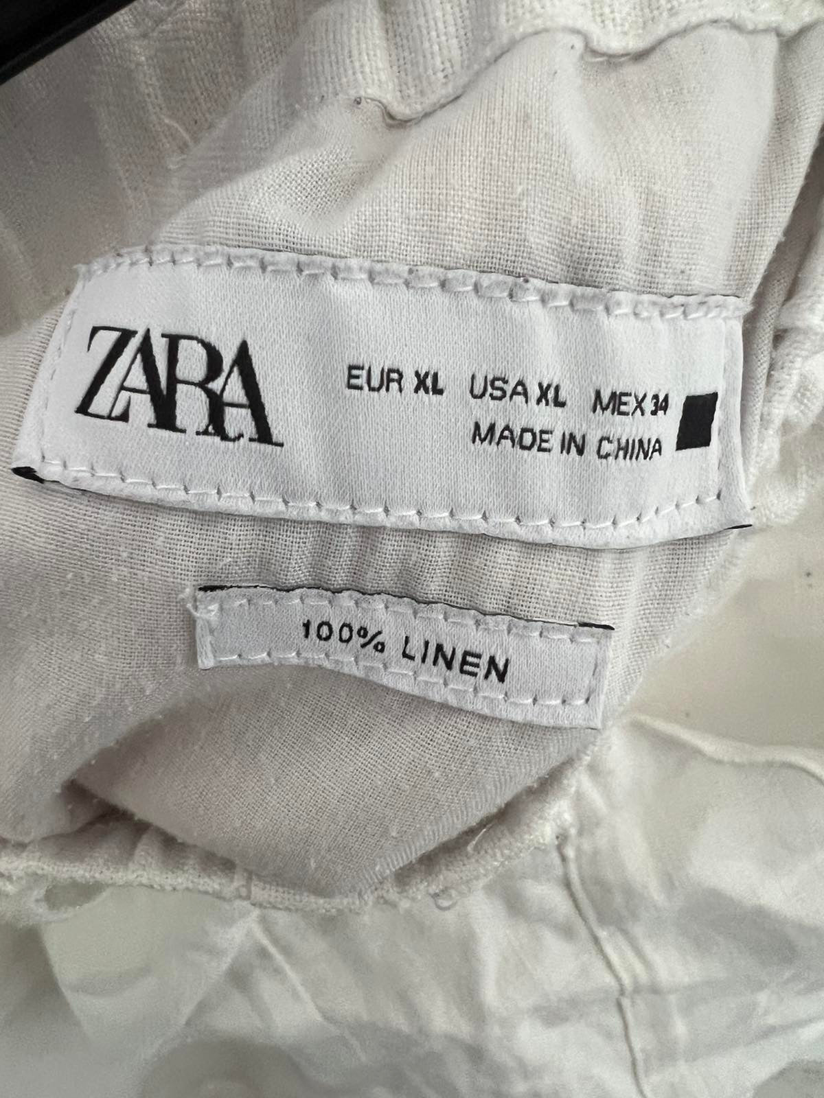 Zara Ανδρικό Λινό Σορτς – Λευκό-XL