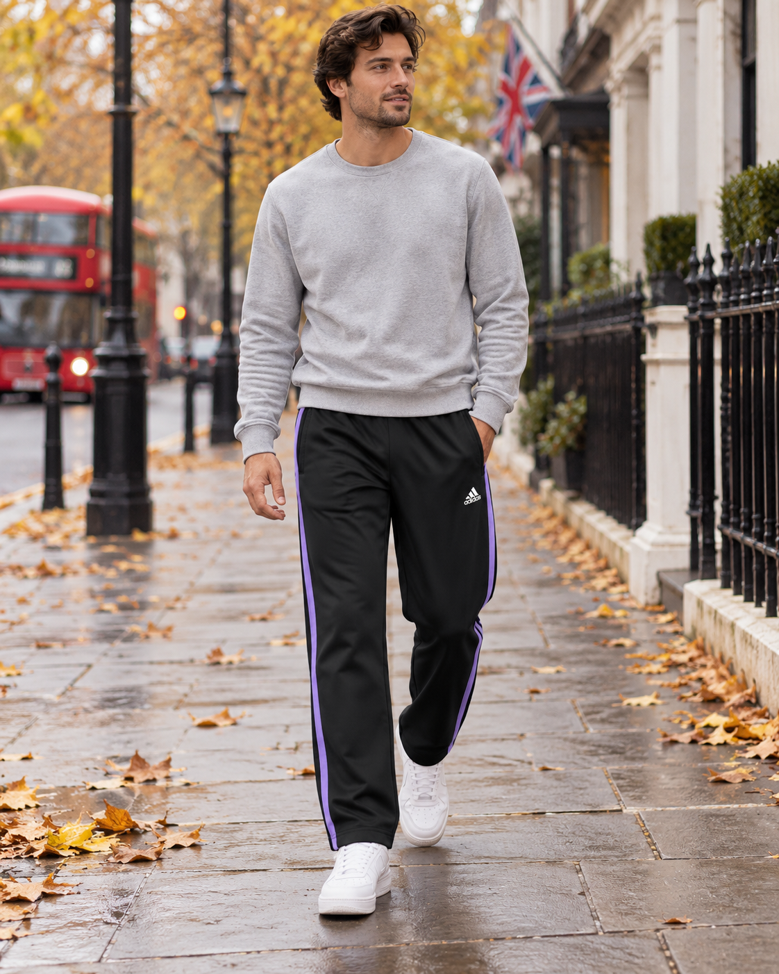 Adidas Ανδρικό Παντελόνι Φόρμας Μαύρο - XL