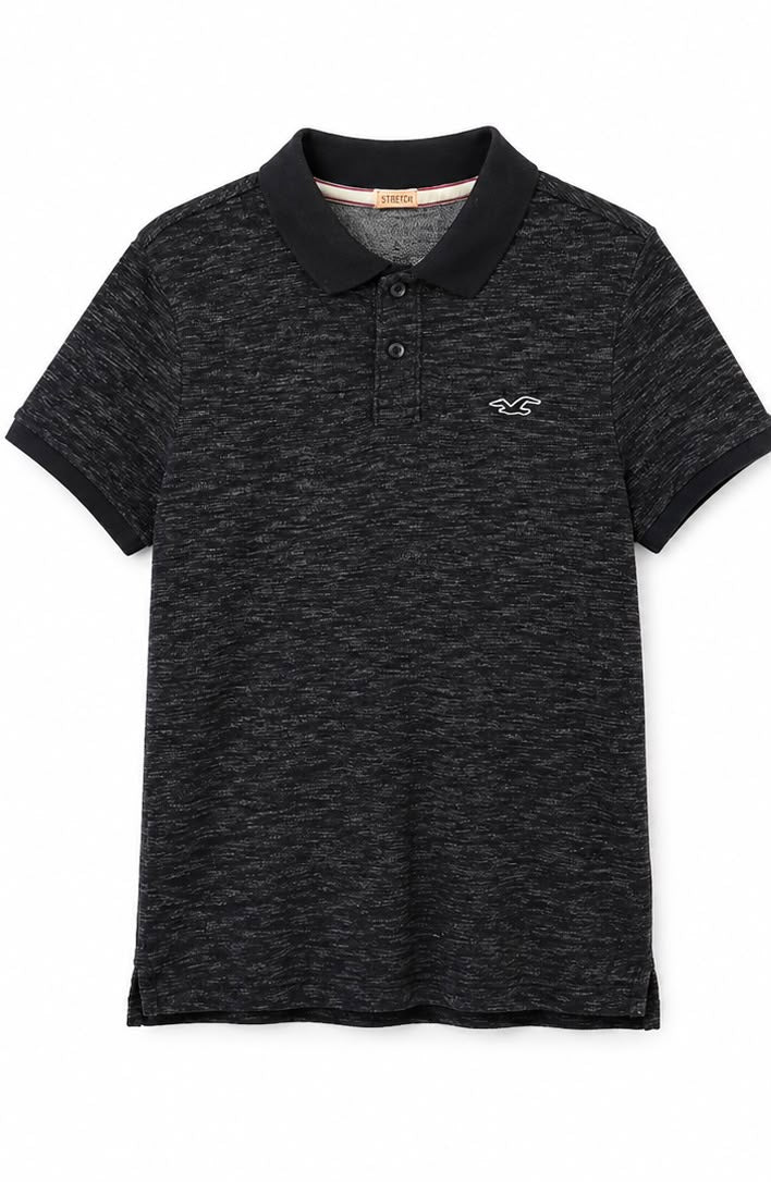Hollister Ανδρικό Polo Μπλουζάκι Μαύρο Μελανζέ – M