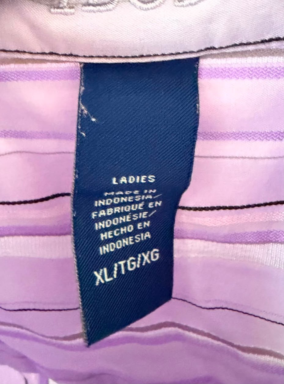 Γυναικείο Ριγέ Πουκάμισο Ροζ / Λιλά Plus Size (XL)