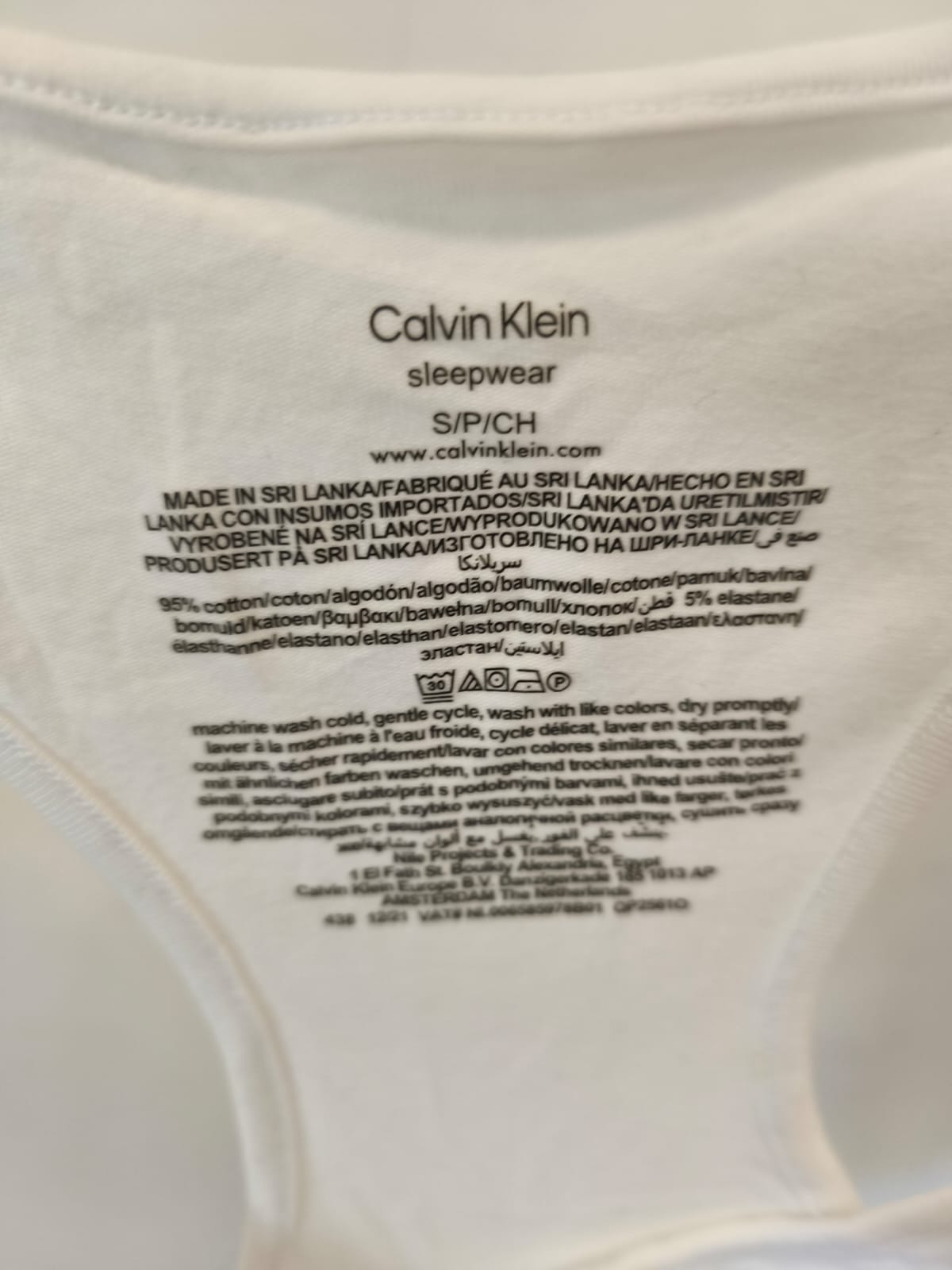 Calvin Klein Racerback Tank Top – White-S
