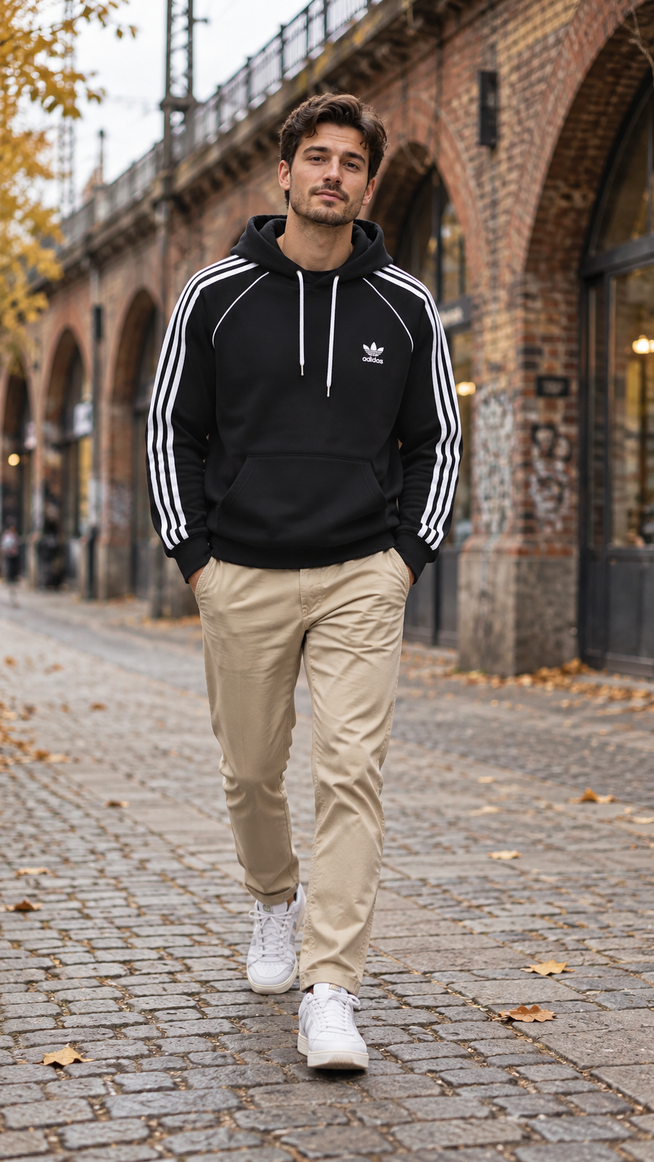 Adidas Originals Ανδρικό Φούτερ – Μαύρο Λευκό - XL