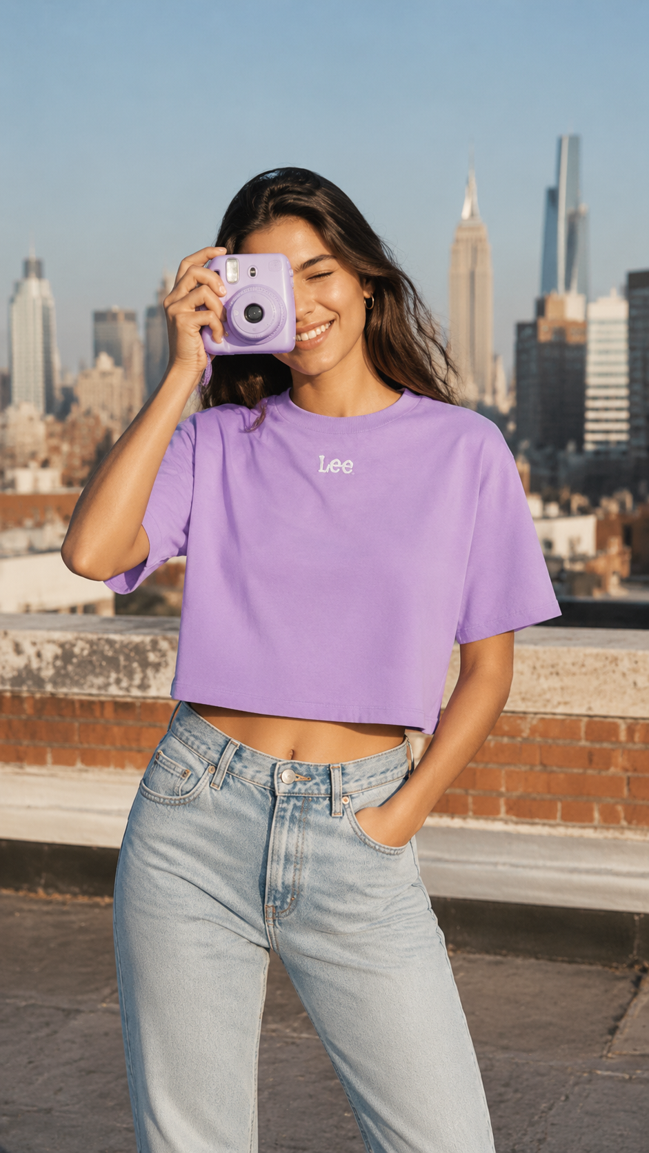 Lee X H&M Γυναικείο T-Shirt Μπλουζάκι – Λιλά – Size XL