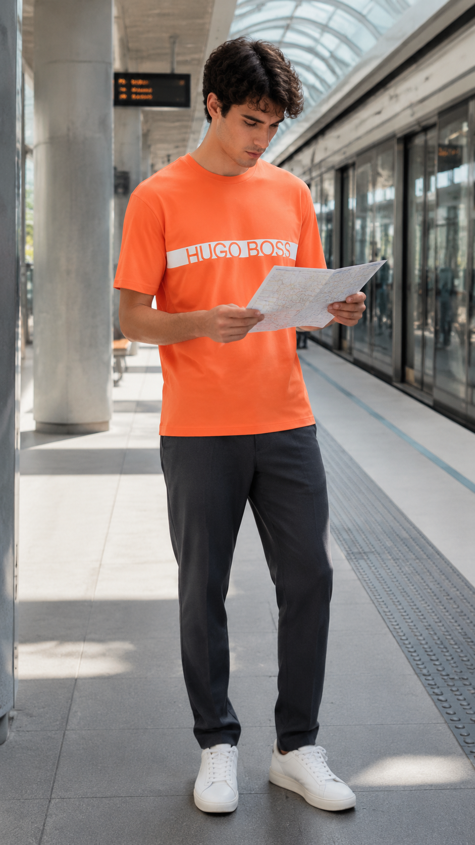 HUGO BOSS Ανδρικό T-Shirt Μπλουζάκι – Πορτοκαλί – L