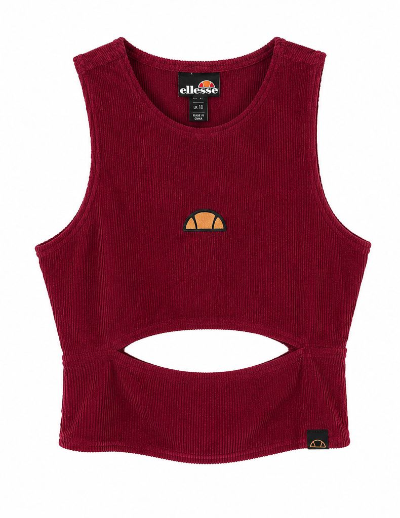 Ellesse Ribbed Cut-Out Tank Top – Burgundy-M