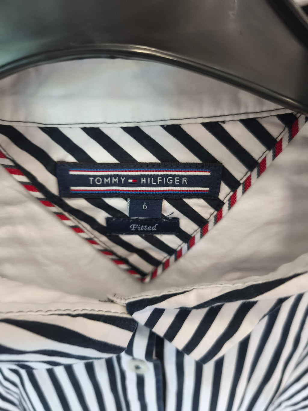 Tommy Hilfiger Striped Shirt – White & Navy-(6