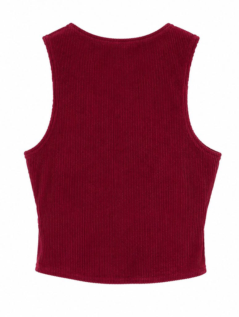 Ellesse Ribbed Cut-Out Tank Top – Burgundy-M