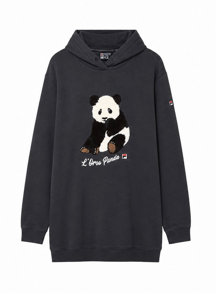 Fila White Line Γυναικείο Φόρεμα Φούτερ Panda – Μαύρο – L