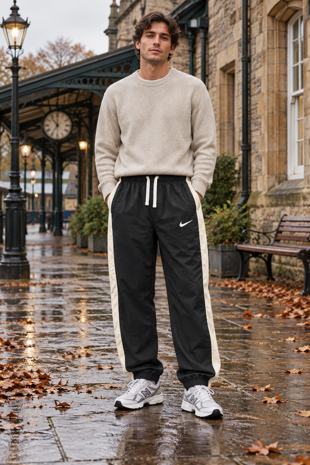 Nike Ανδρικό Παντελόνι Φόρμας – Μαύρο Εκρού - M
