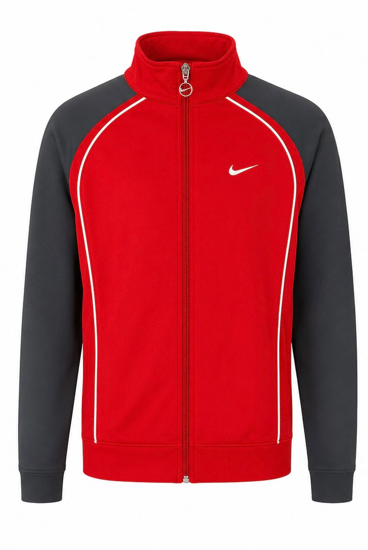 Nike Κόκκινη Retro Full Zip Track Jacket με Μεγάλο Swoosh-L
