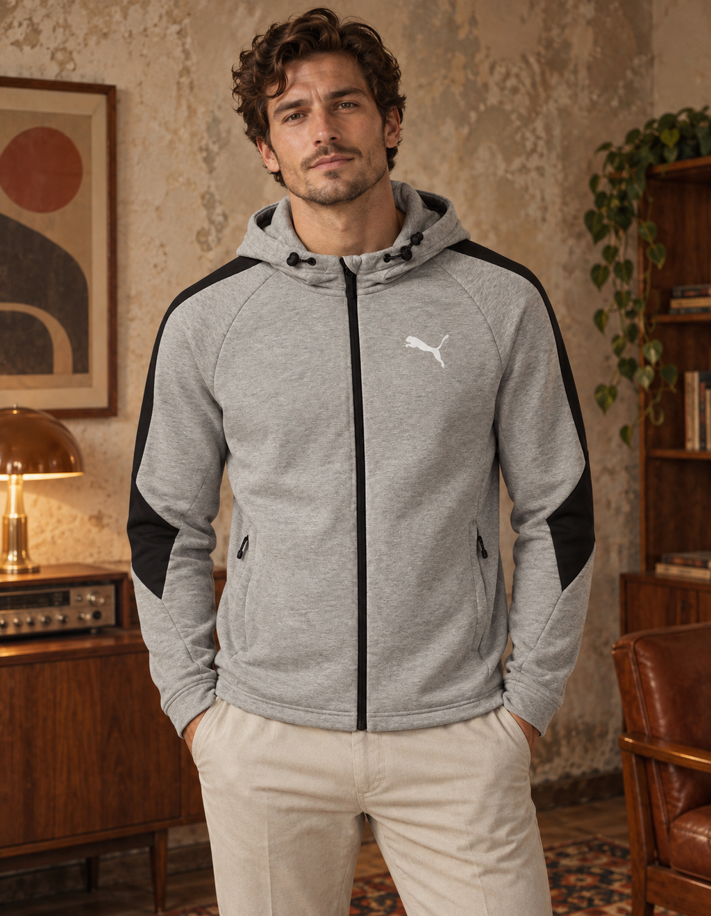 Puma Ανδρική Ζακέτα Γκρι - M