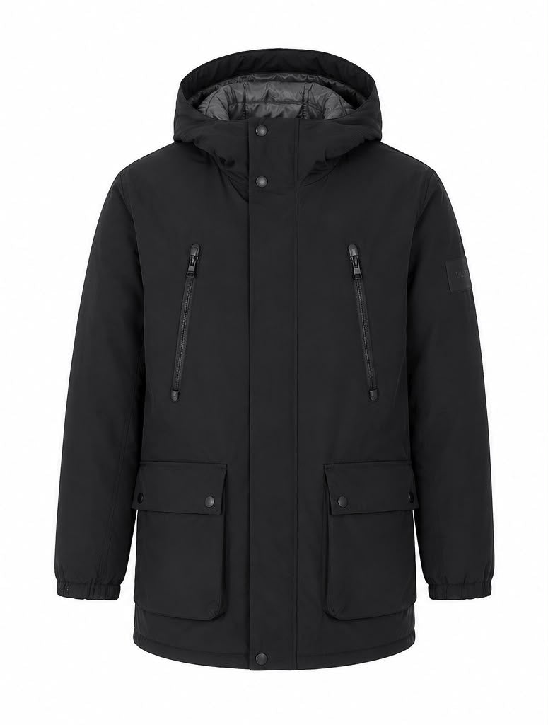 LIU JO Ανδρικό Parka Jacket Μαύρο με Κουκούλα-XL