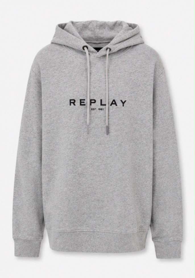 Replay Logo Hoodie – Γκρι Μελανζέ (L)