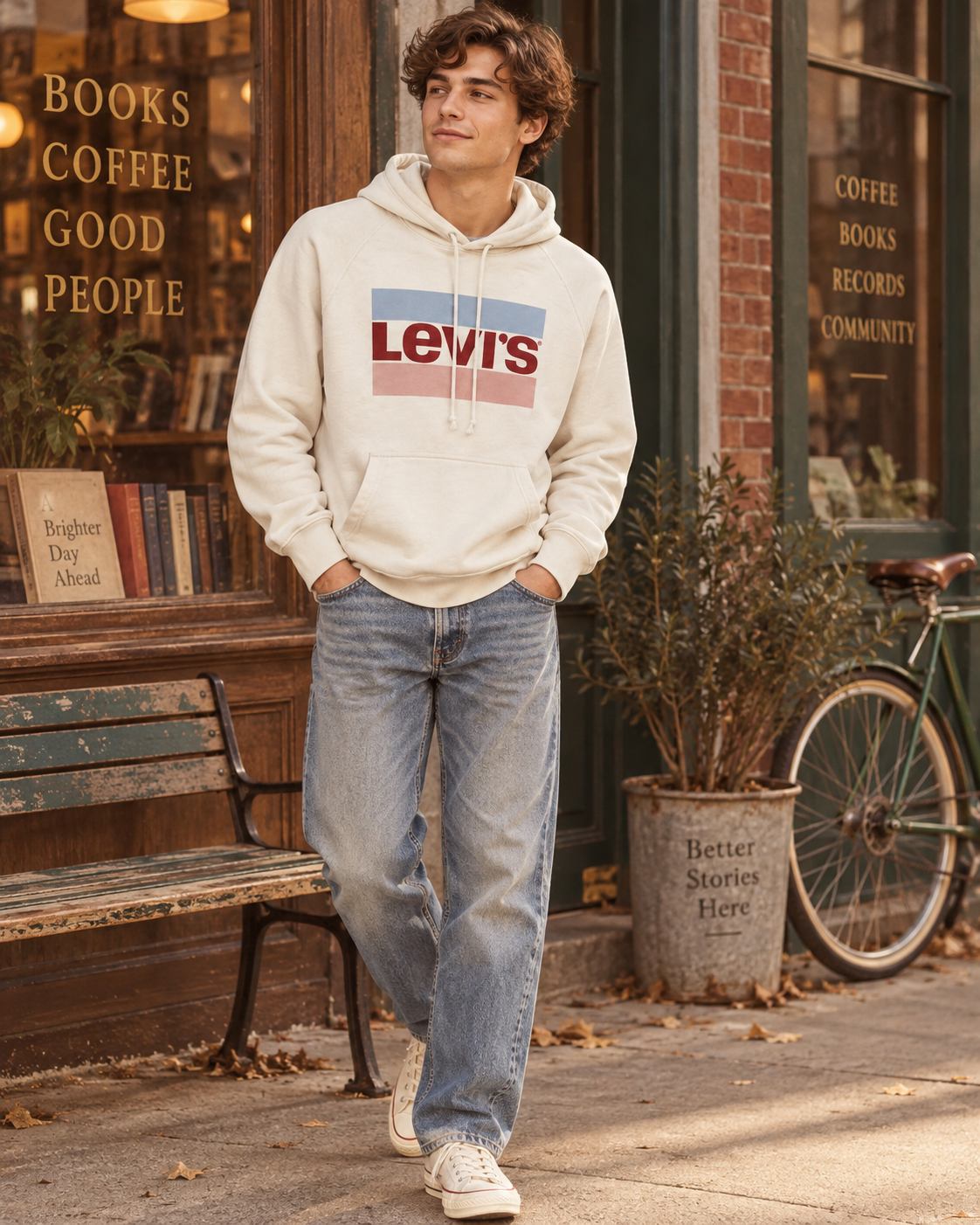 Levi's Ανδρικό Φούτερ Εκρού – M