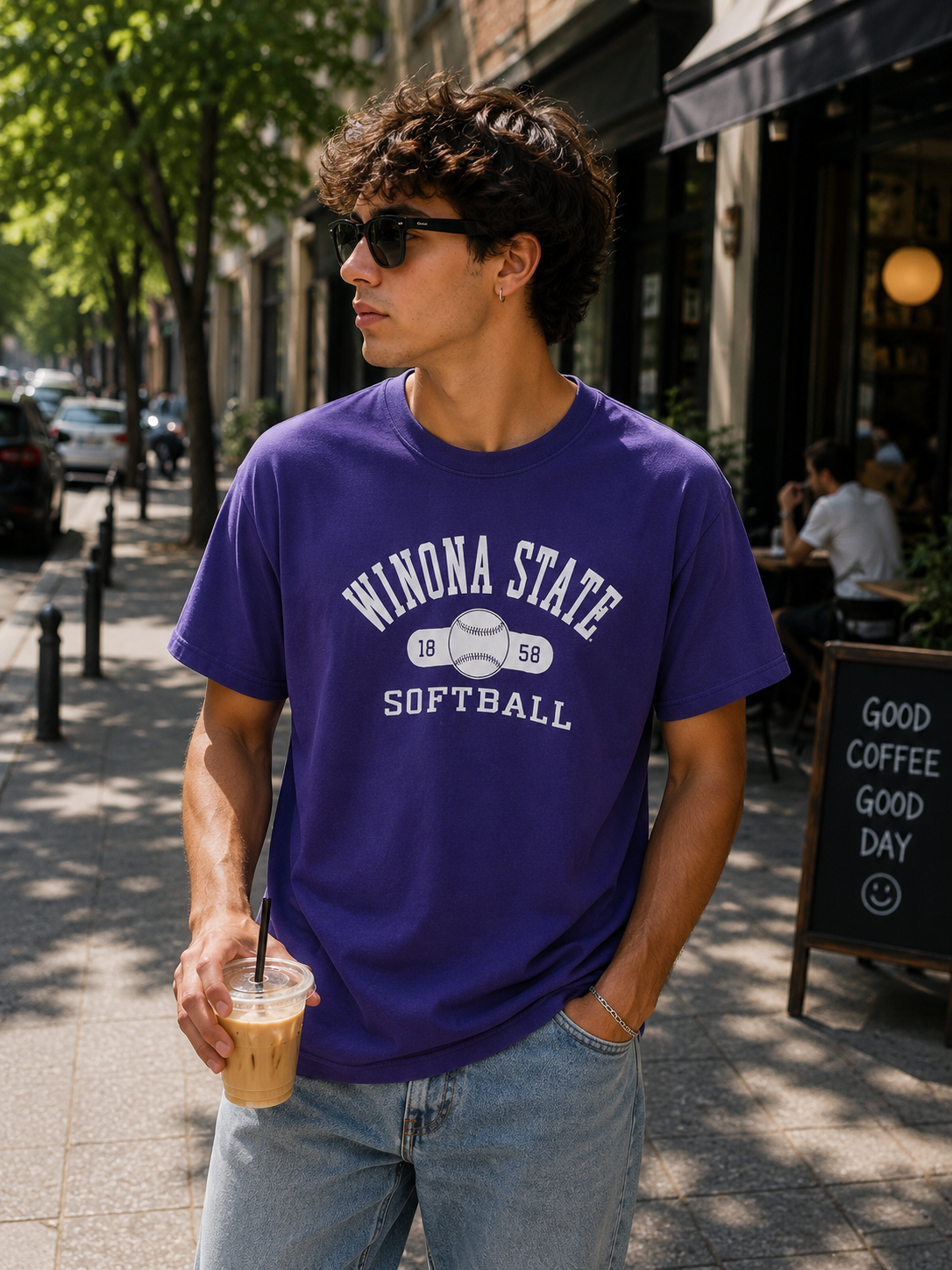 Champion Winona State Ανδρικό T-Shirt Μπλουζάκι – Μωβ – L