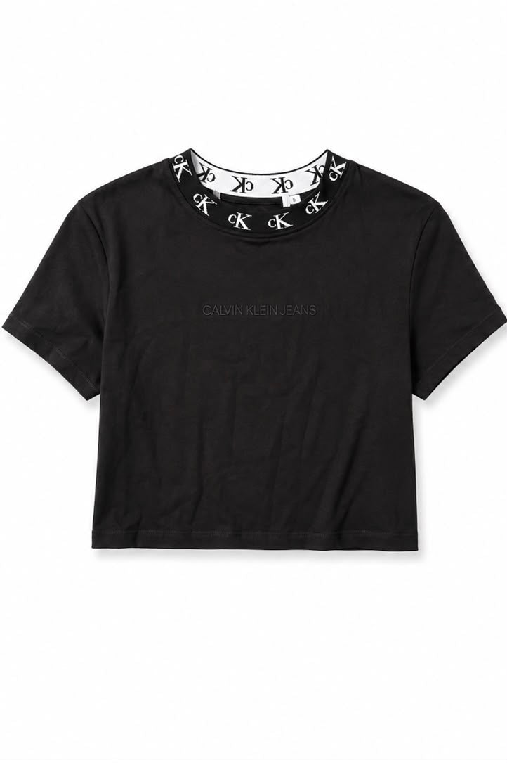 Calvin Klein Jeans Γυναικείο Crop T-Shirt Μαύρο-S