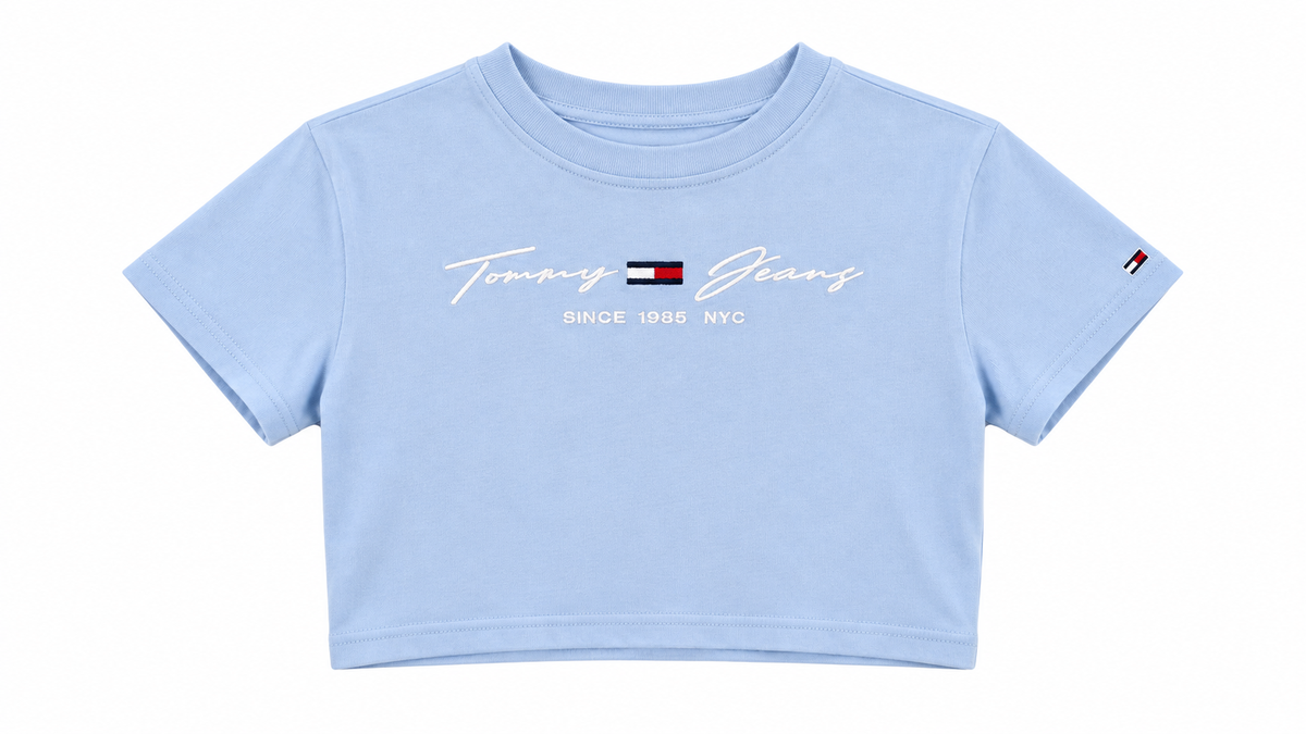 Tommy Jeans Γυναικείο Crop Top Μπλουζάκι – Γαλάζιο – XS