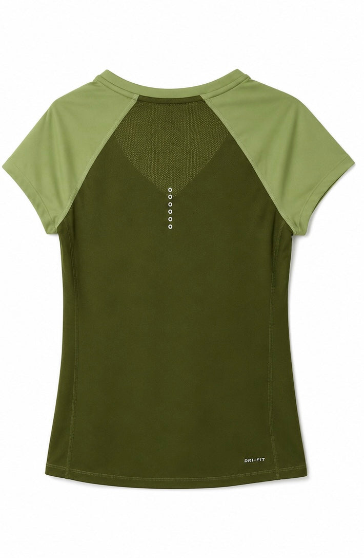 Nike Running Dri-FIT V-Neck T-Shirt – Olive Green-S