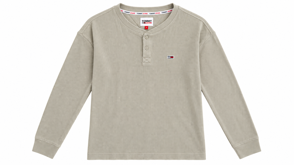 Tommy Jeans Ανδρικό Μακρυμάνικο Μπλουζάκι Henley – Μπεζ – S