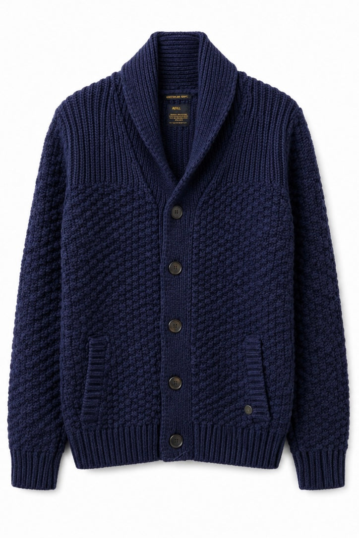 Rifle Ανδρική Navy Πλεκτή Ζακέτα με Shawl Collar-M