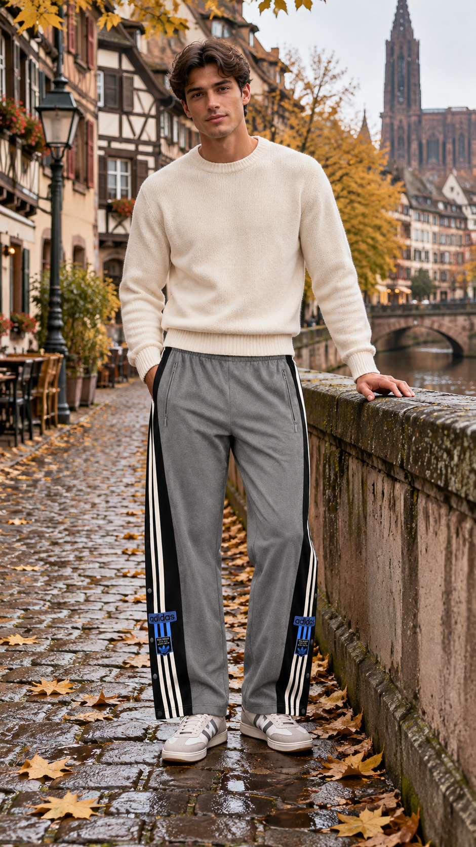 Adidas Ανδρικό Παντελόνι Φόρμας – Γκρι Μαύρο - XL