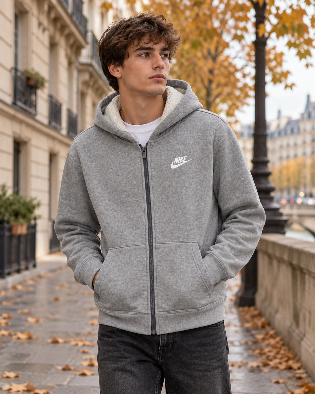 Nike Εφηβική Ζακέτα Γκρι - XL (158-170 cm)