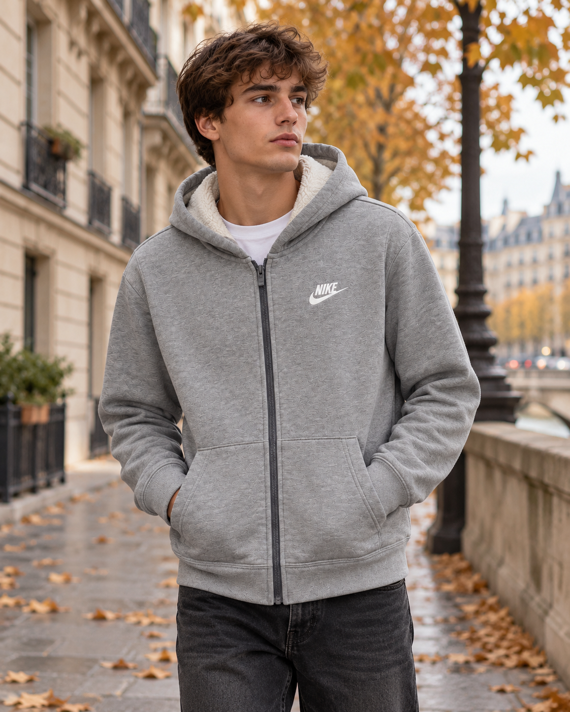 Nike Εφηβική Ζακέτα Γκρι - XL (158-170 cm)