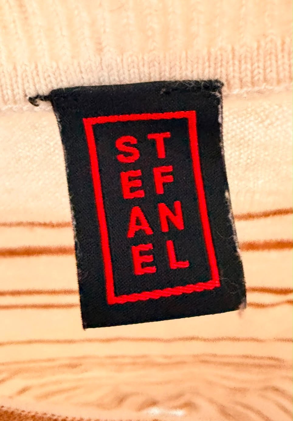 Stefanel Γυναικεία Ριγέ Πλεκτή Μπλούζα Μπεζ / Καφέ-L
