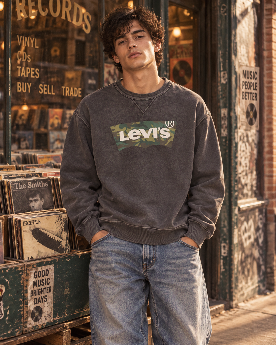 Levi's Ανδρικό Φούτερ Ανθρακί – L