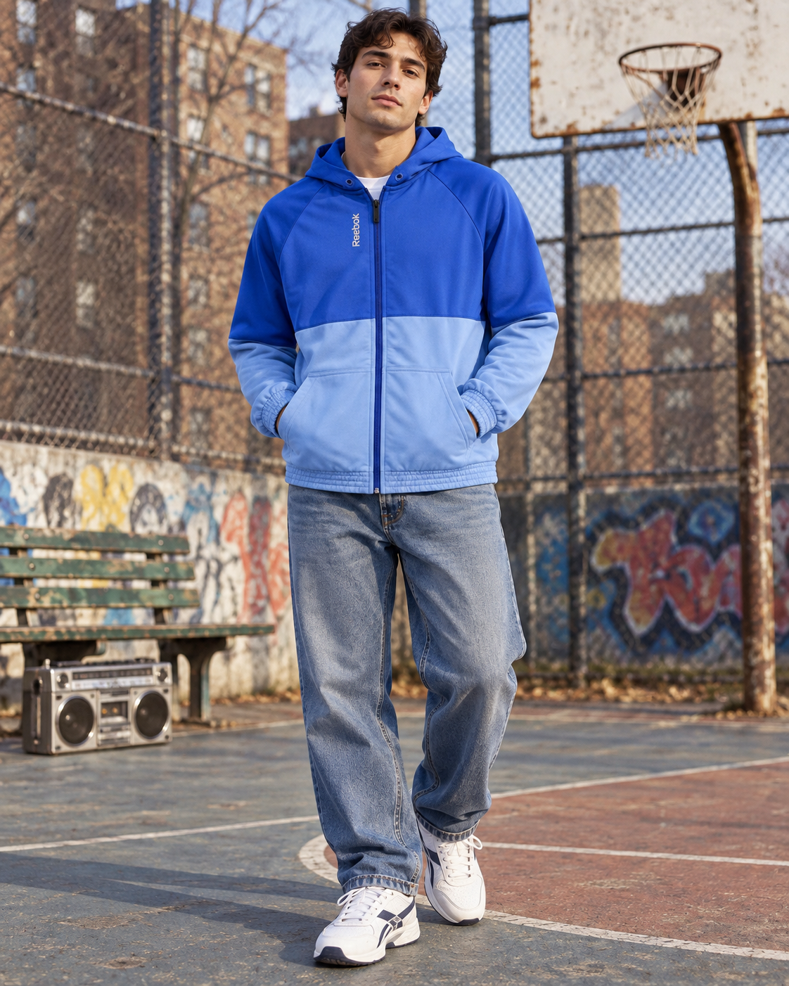 Reebok Ανδρική Ζακέτα Μπλε – M
