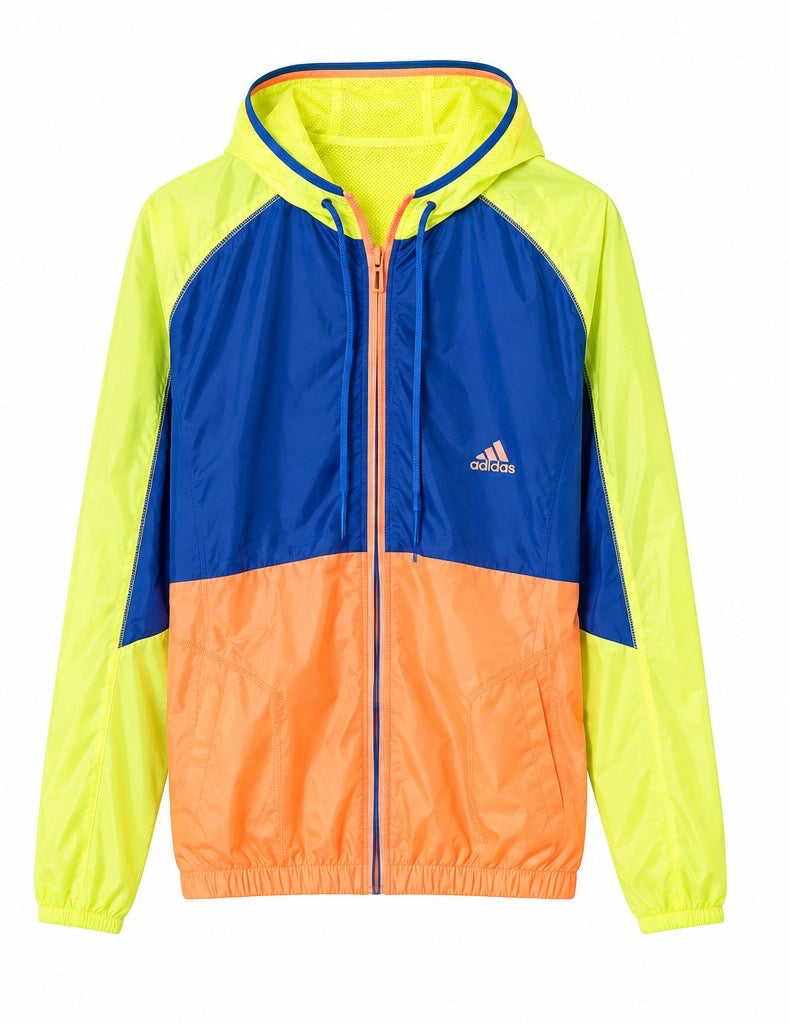 Adidas Ανδρικό Αντιανεμικό Μπουφάν – Μπλε / Neon Κίτρινο / Πορτοκαλί – XL