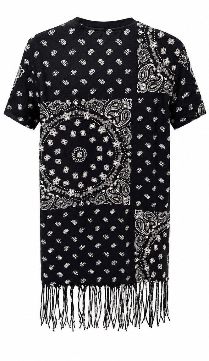 MC2 Saint Barth Αμάνικο Hoodie με Bandana Print & Κρόσσια – Μαύρο-12
