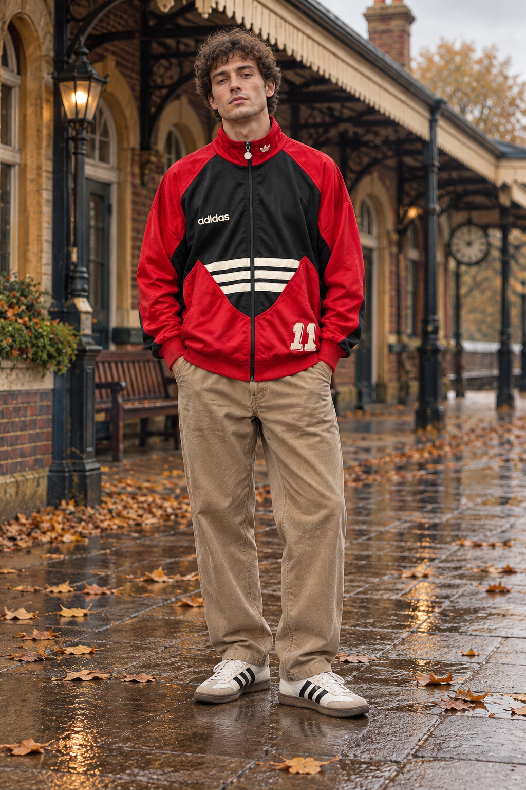 Adidas Ανδρική Ζακέτα – Κόκκινο Μαύρο 2XL
