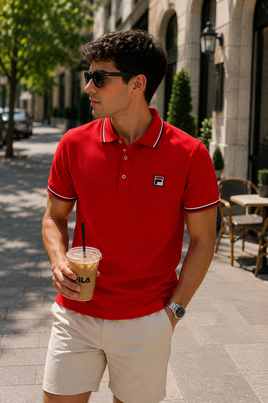 FILA White Line Ανδρικό Polo Μπλουζάκι – Κόκκινο – S