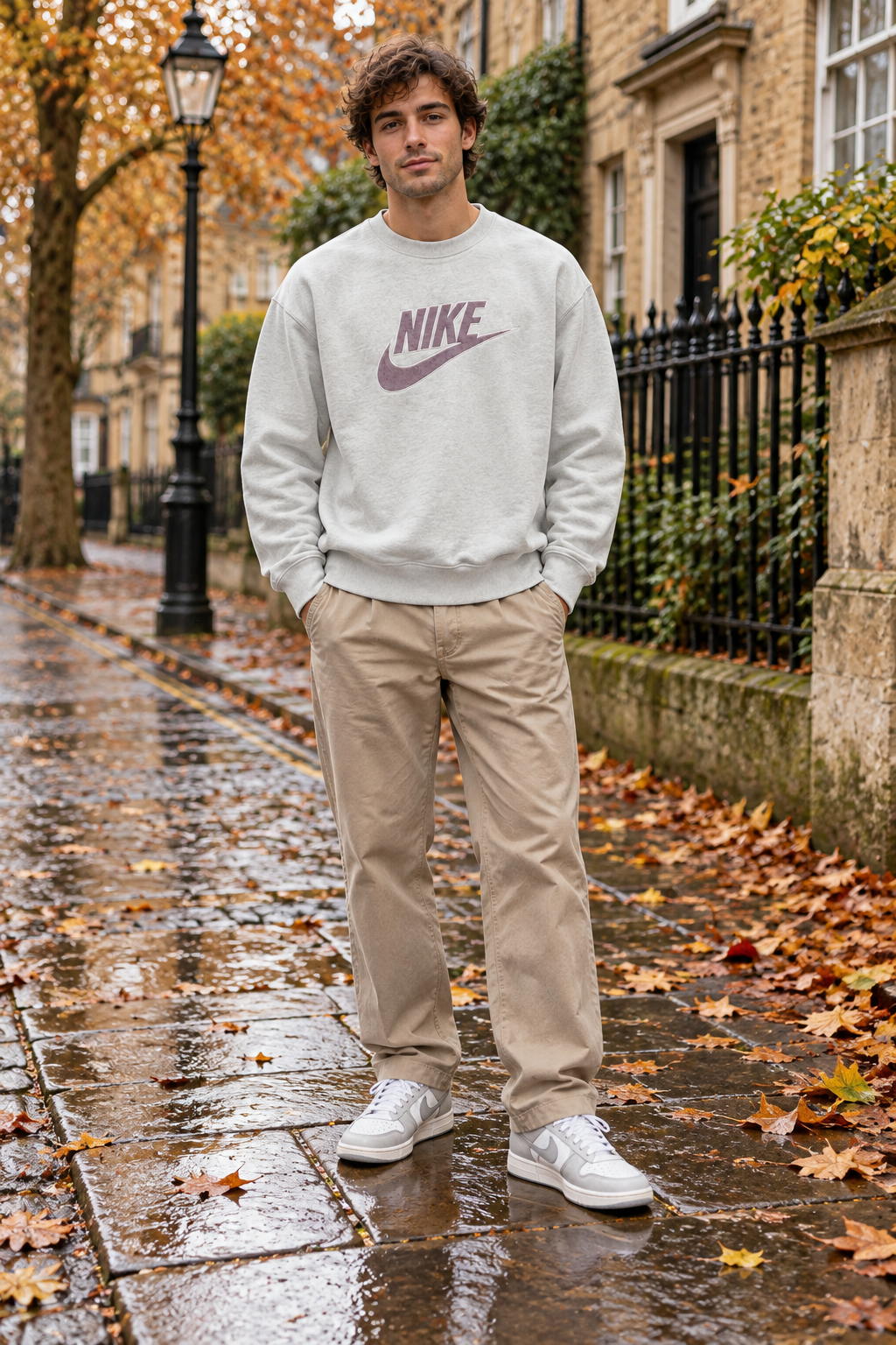 Nike Ανδρικό Φούτερ με Λογότυπο – Ανοιχτό Γκρι – M