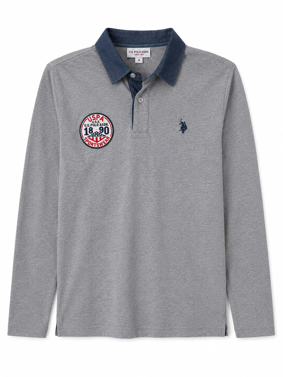 U.S. Polo Assn. Long Sleeve Polo Shirt – Grey-L
