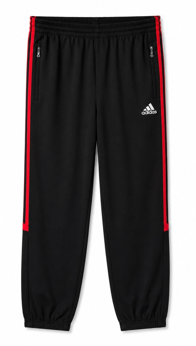 Adidas Ανδρικό Μαύρο Παντελόνι Φόρμας με Κόκκινες Ρίγες-S