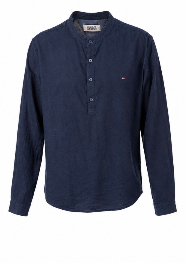 Tommy Hilfiger Denim Grandad Collar Shirt Μπλε-L
