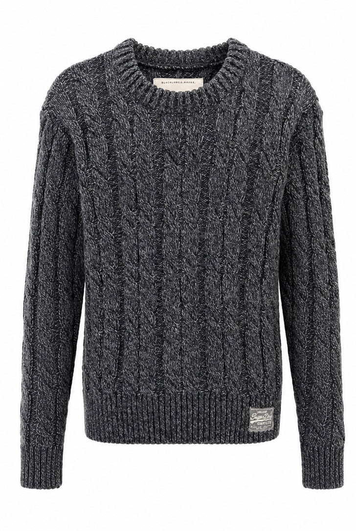 Superdry Vintage Cable Knit Sweater – Charcoal Grey-L