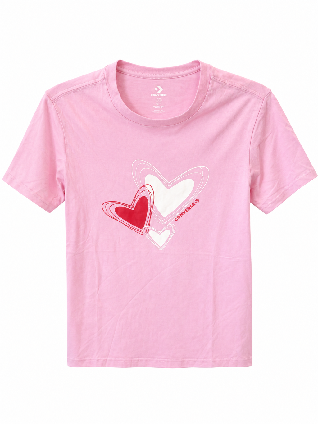 Converse Γυναικείο T-Shirt Ροζ με Heart Graphic-M