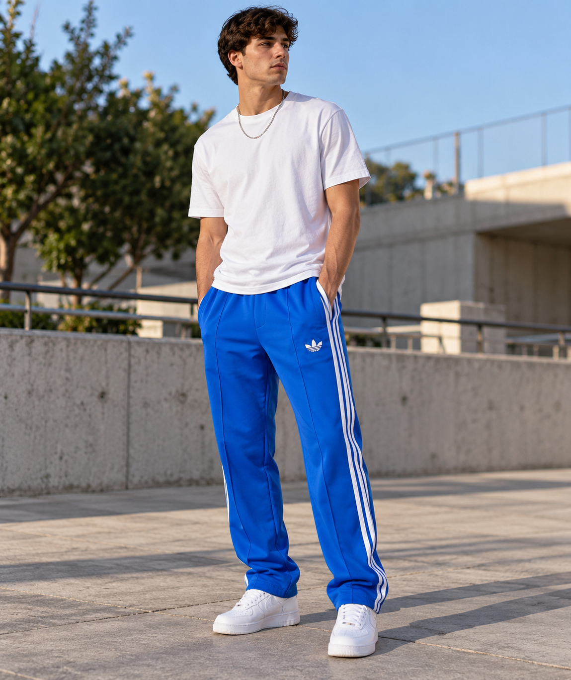 Adidas Ανδρικό Παντελόνι Φόρμας Μπλε - S