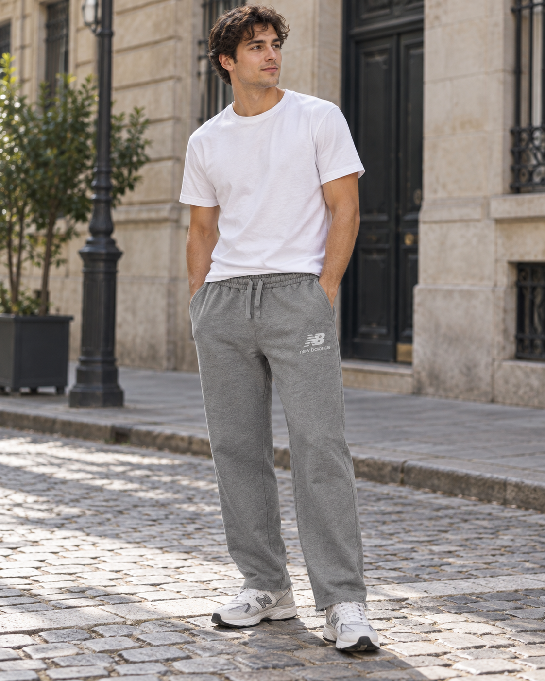 New Balance Ανδρικό Παντελόνι Φόρμας Γκρι - M