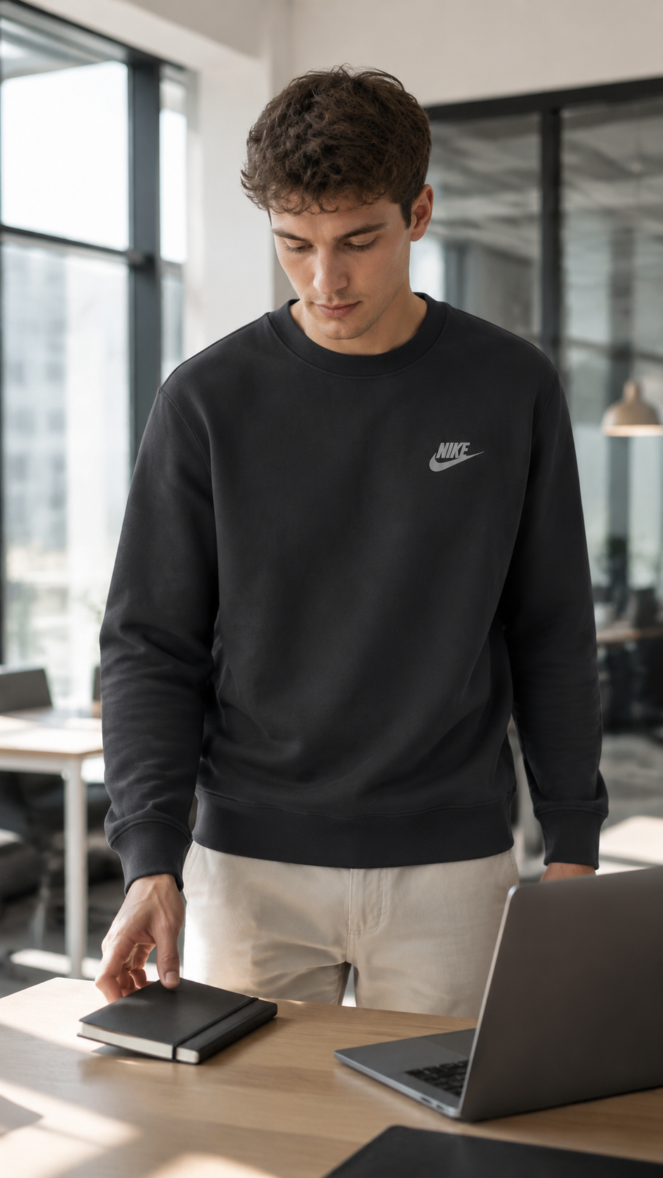 Nike Ανδρικό Φούτερ Μπλουζάκι – Μαύρο – S
