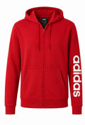 Adidas Κόκκινη Full Zip Hoodie Ζακέτα με Logo στο Μανίκι-XS