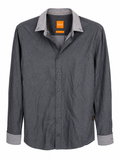 BOSS Orange Slim Fit Γκρι Πουκάμισο-S