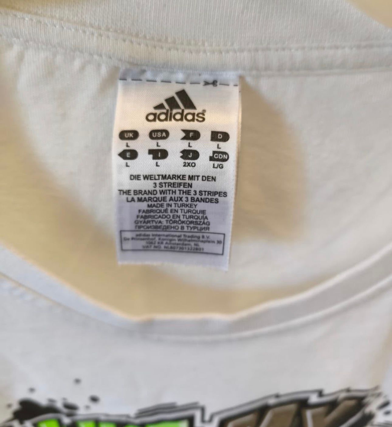 Adidas Graphic Print T-Shirt – White-L