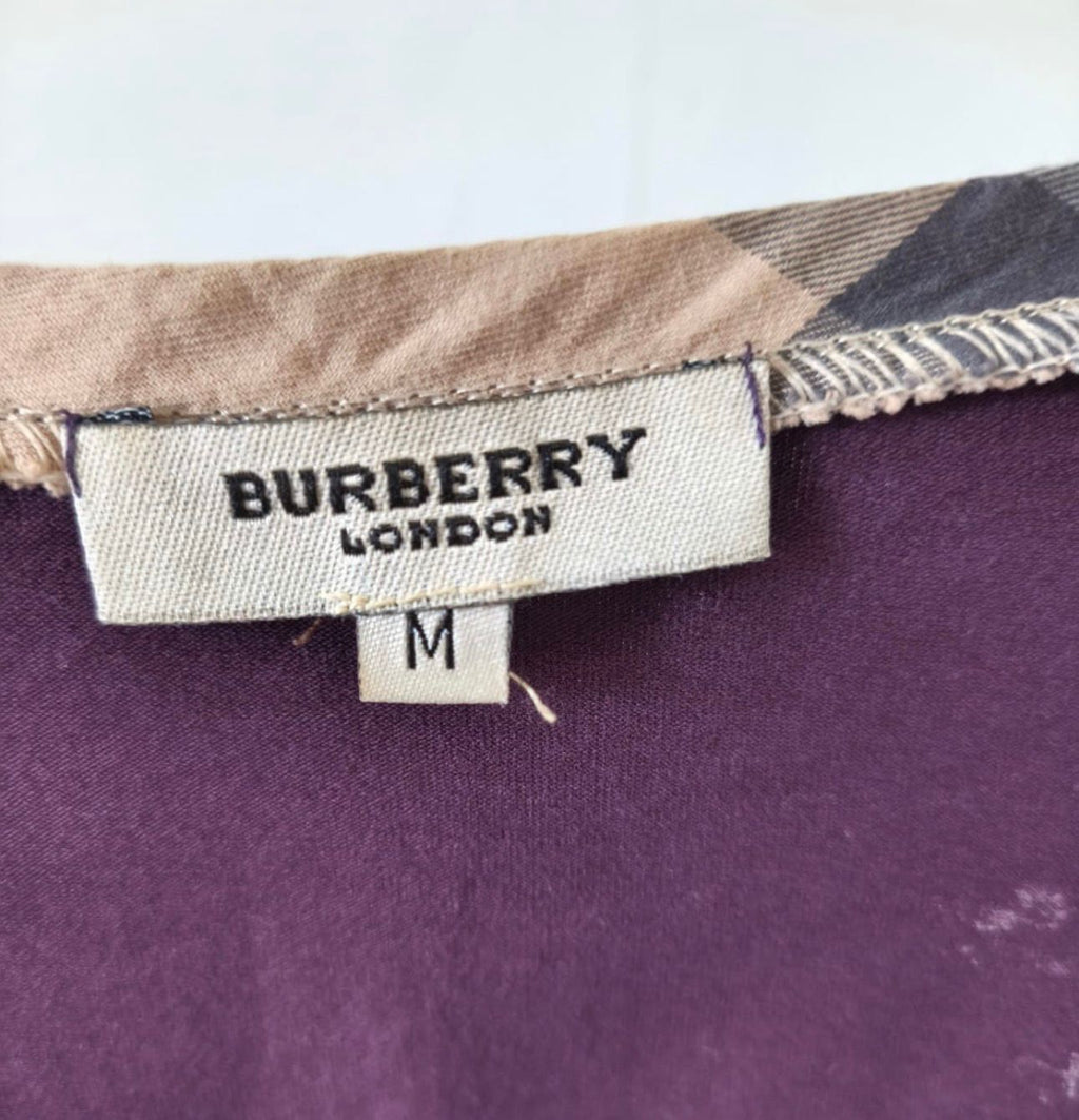 Burberry London Γυναικεία Μπλούζα Μωβ με Nova Check Λεπτομέρειες – M