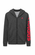 Adidas Essentials Γυναικεία Ζακέτα με Κουκούλα – Σκούρο Γκρι / Ροζ – S